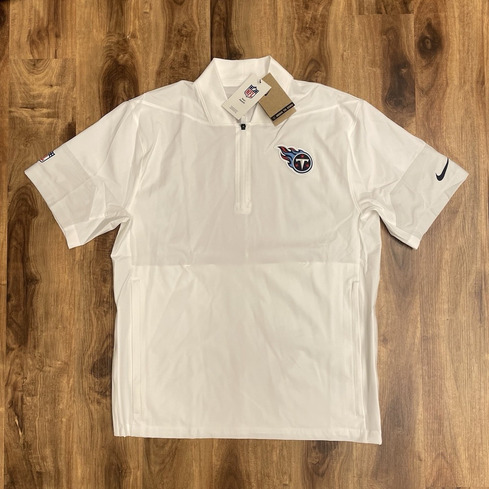 Nike Tennessee Titans Coaches Sideline Half-Zip  Short Sleeve White Jacket Men M